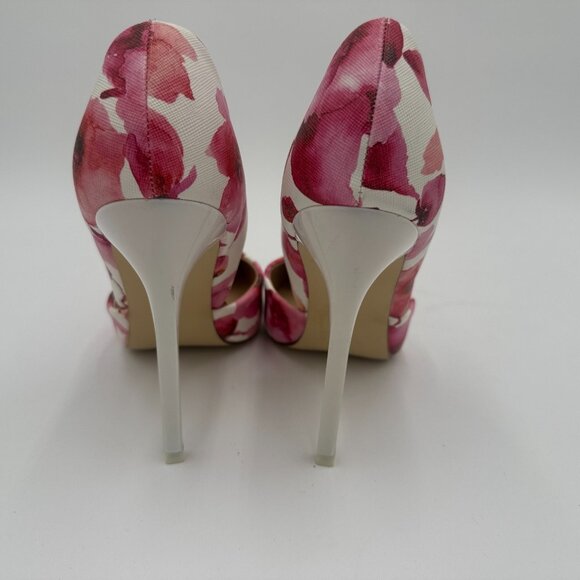 JustFab Monika Floral Stiletto Heels Size 6 Pink Watercolor Pointed Toe Pumps - Picture 4 of 8